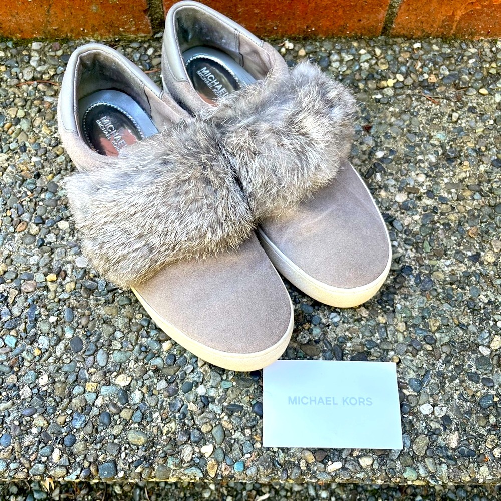 Michael Kors  fur grey shoes with real fur